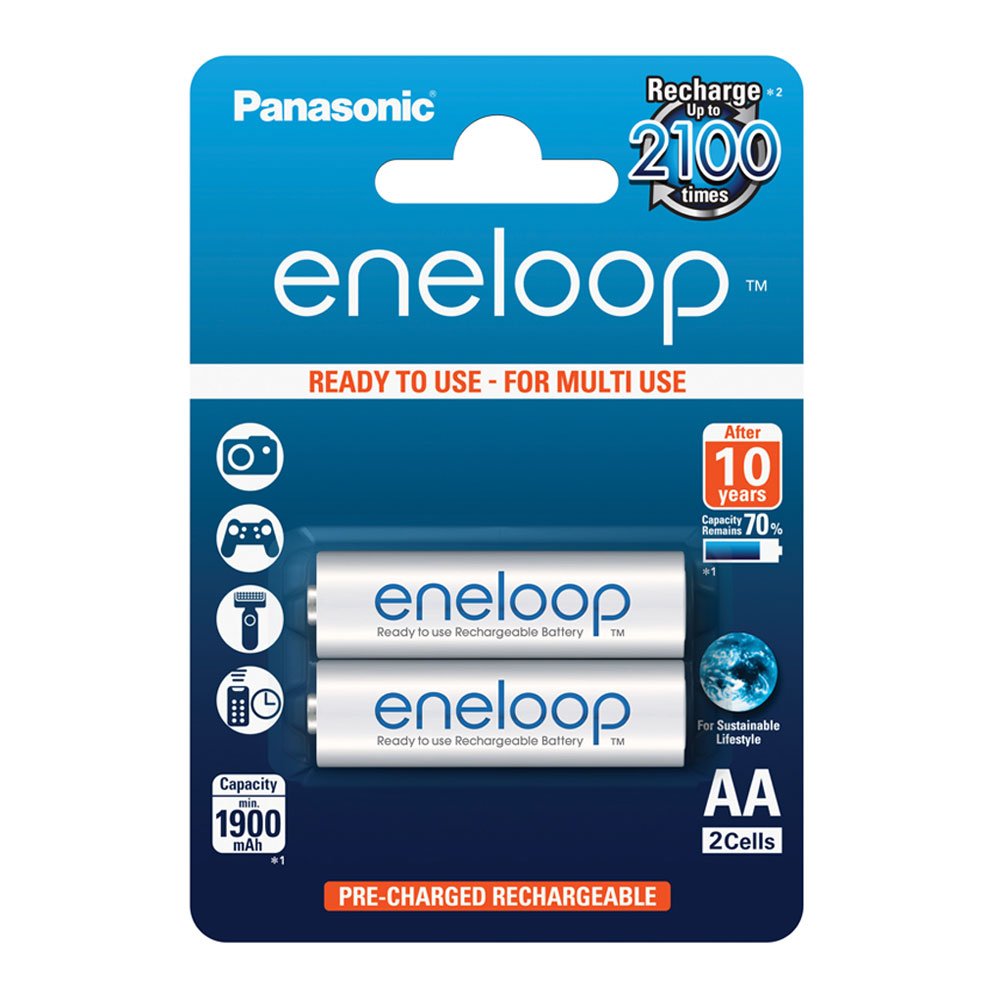 Panasonic Eneloop Nickel Metal Hydride AA Batteries, 2 Pack - BK-3MCCE/2BE
