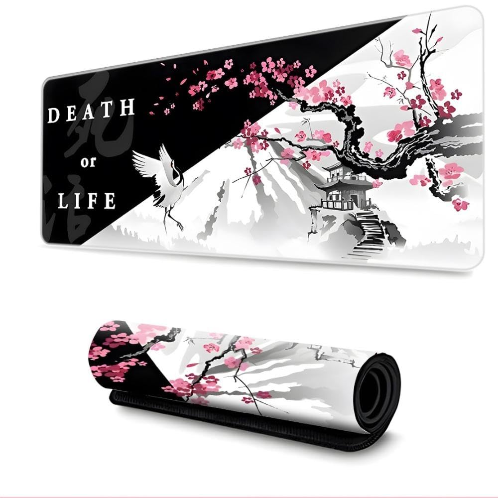 Japanese Death and Life Mouse Pad Gaming Mousepad Mat (70× 30 cm) for Keyboard and Mouse Desk Mat - Non Slip Rubber - Speed Edition