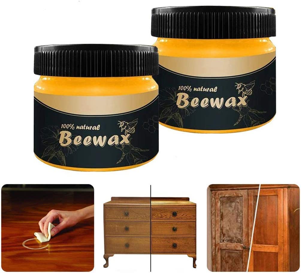 Wood Seasoning Bee wax - Traditional Beeswax Polish for Wood & Furniture, All-Purpose Bee wax for Wood Cleaner and Polish Wipes - Non Toxic for Furniture to Beautify & Protect. (PACK OF 2)