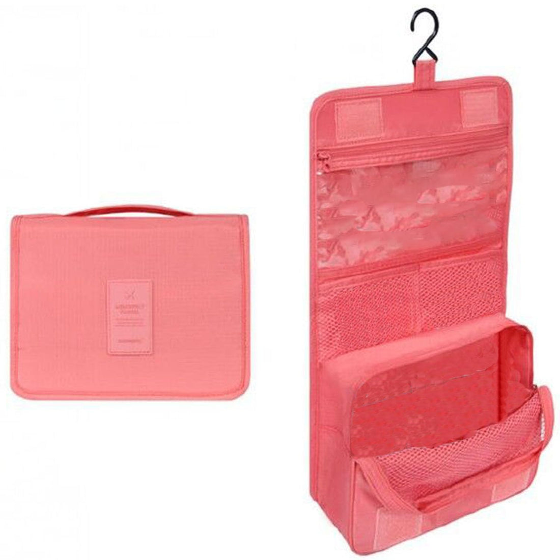 Veyarien Travel Toiletry Bag, Hanging Toiletries Wash Bag Makeup Cosmetic Organizer Bags for Women Girls Kids Waterproof Foldable (Watermelon Red), Watermelon Red, Classic, Durable, Practical
