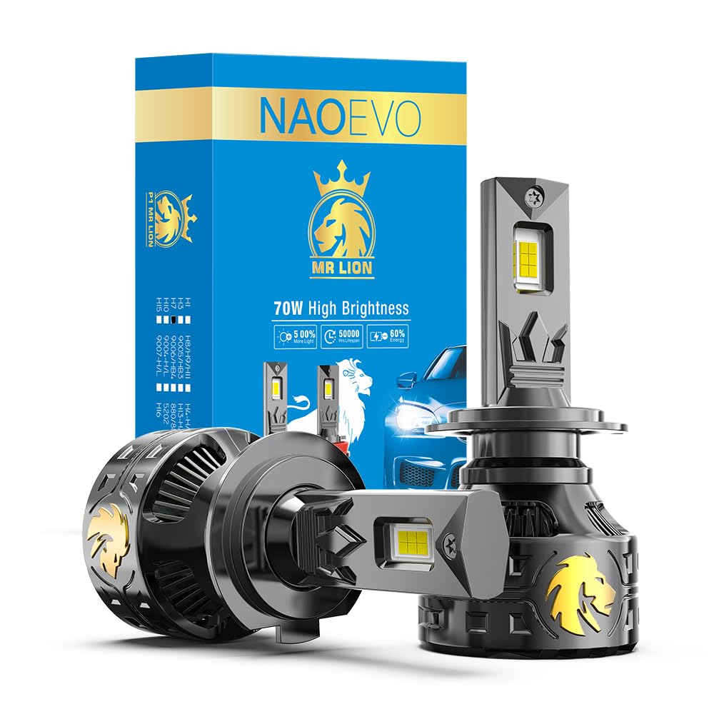 NAOEVO P1 Series LED Headlight Bulbs 140W / 8400LM, Set of 2 Bulbs (70 + 70 watts) (H7)