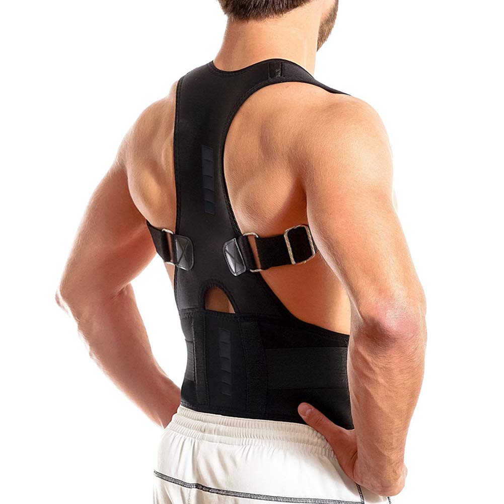 MOHUACHI Thoracic Back Brace Posture Corrector- Magnetic Lumbar Back Support Belt-Back Pain Relief, Improve Thoracic Kyphosis, for Lower and Upper Back Pain Men & Women (Black, XX-Large)