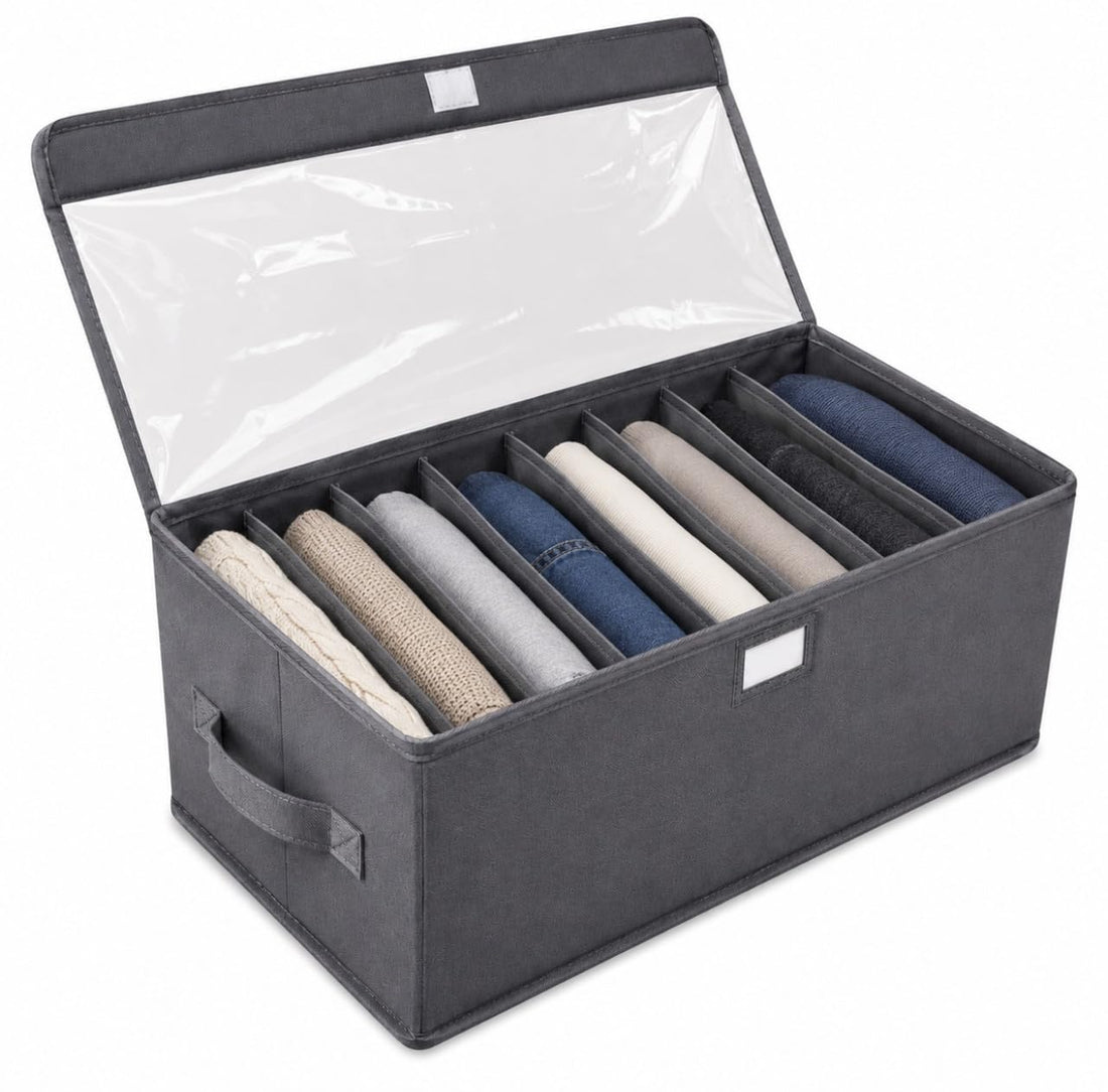 Downtown Foldable Fabric Storage Organizer Box with Handles, Closet Shelf Storage Bin, Lightweight Container for Clothes, Toys and Home Organization