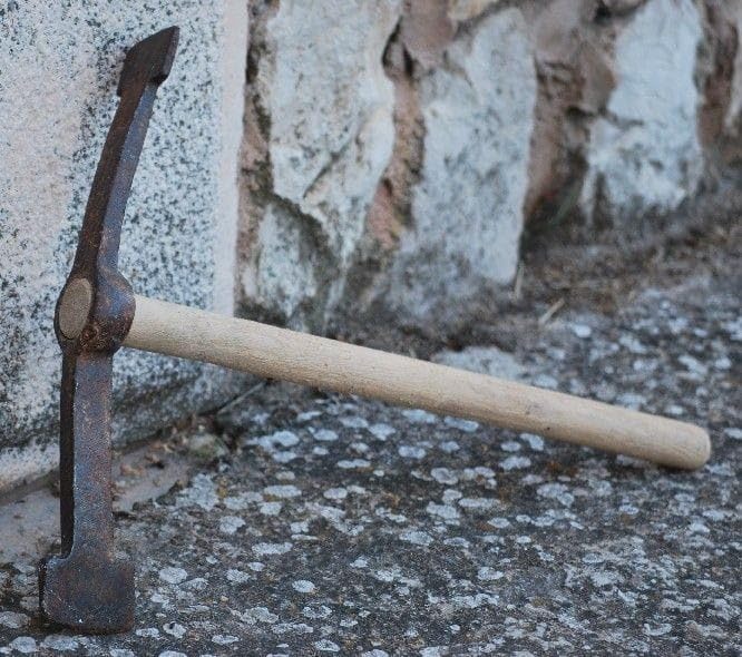Dual-Head Pick Mattock Tool, Wooden Handle, Heavy-Duty Garden and Mining Tool