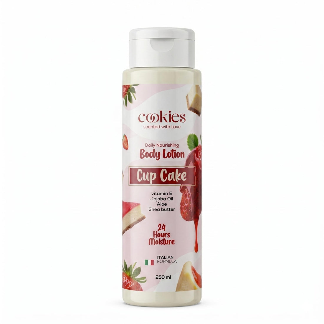 Cookies Daily Nourishing Body Lotion, Cup Cake Scent, with Vitamin E, Jojoba Oil, Aloe, Shea Butter, 24 Hours Moisture, 250 ml