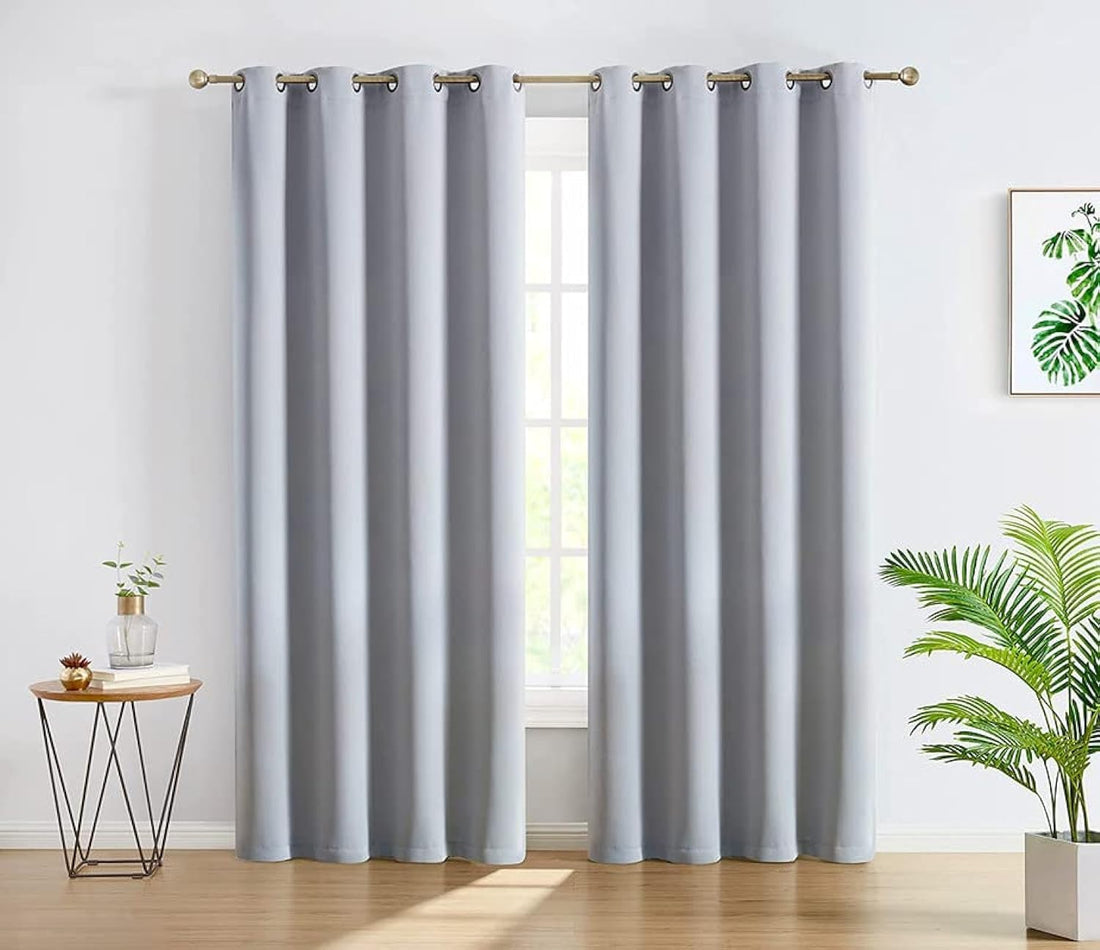 ART MOOD HOME CURTAINS Blackout - Steel Grommets Thermal Insulated Room Darkening - 1 Piece Light Grey 135W x 250L CM