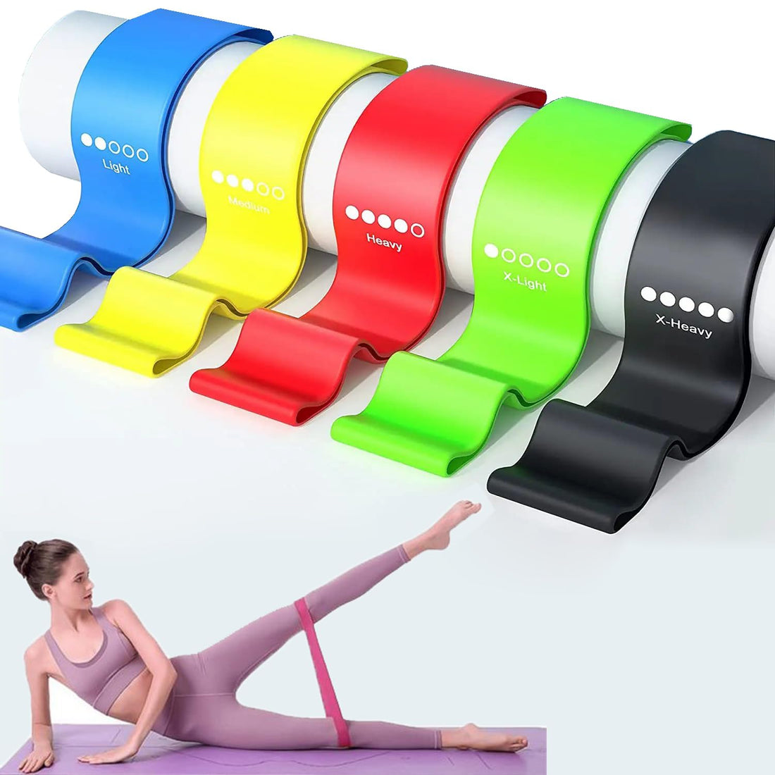 SportHome Latex Resistance Bands Exercise Fitness Bands 5 Different Levels for Men and Women