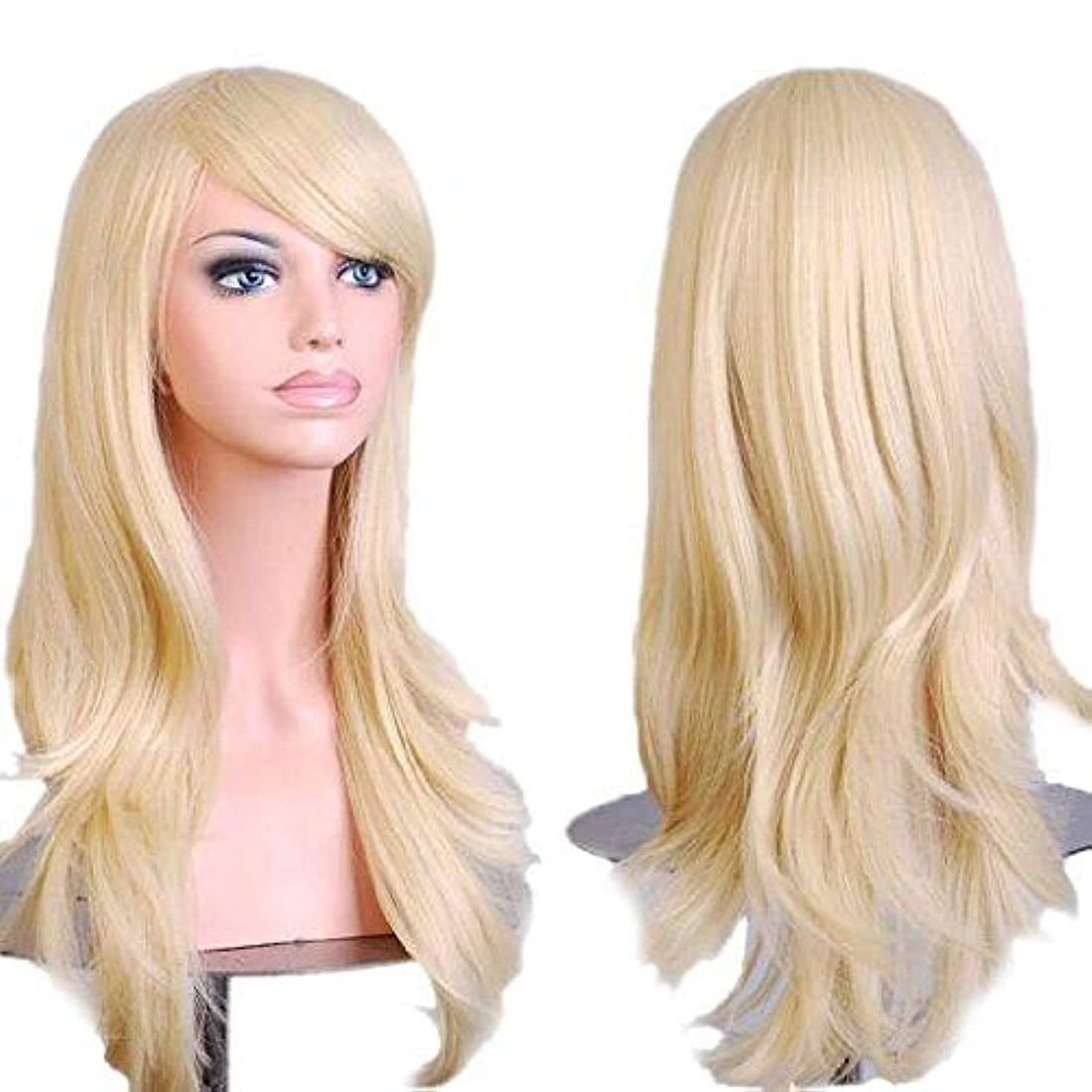Women's Light Blonde Long Big Wavy Hair Wig for Cosplay Party Costume