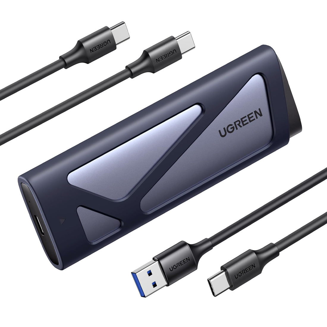 UGREEN M.2 NVMe SSD Enclosure SATA 10Gbps USB 3.2 Gen 2 External Hard Drive Adapter for NVME NGFF M MB Key 2230 2242 2260 2280, 2 x USB A to USB C and USB C to USB C Cables Included Supports UASP