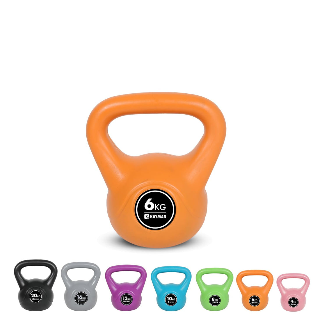Kayman Kettlebell 4KG, 6KG, 8KG, 12KG, 16KG, 20KG - Ergonomic Handle & Flat Bottom for Stability - Home Gym Weight for Strength Training & Cardio - Versatile Range for Fitness Workouts