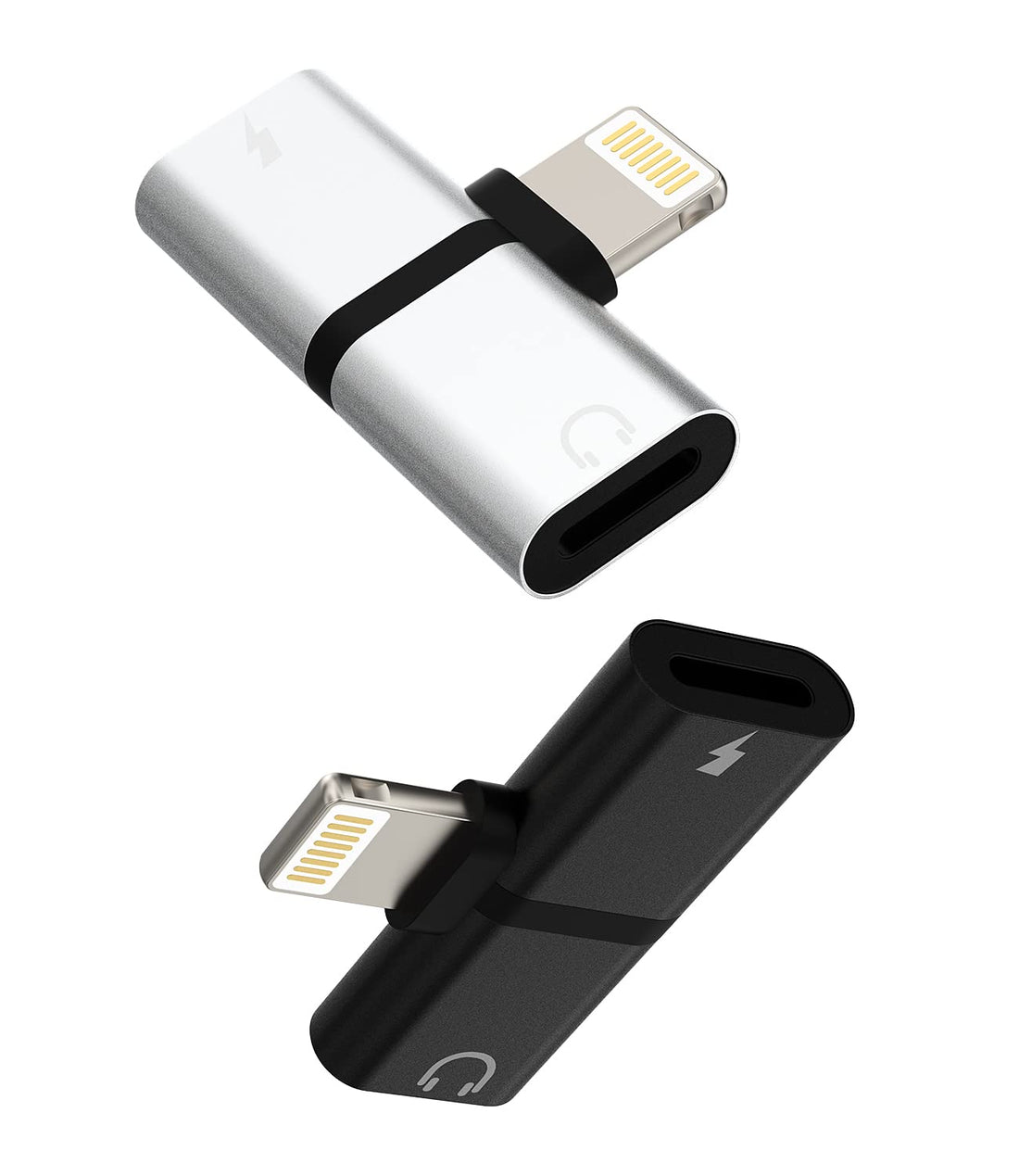 Dual Lightning Headphone Jack Adapter (2 Pack) for Apple iPad iPhone AUX Charger Cable Accessories Adapter Audio Earphones Headphone Cable Splitter Car Radio Headphone Dongle Charging IP-ZT