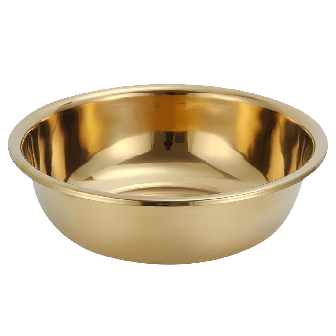 Mixing Bowl-Large Stainless Steel Gold Bowl Multi-Use Including Rice Washing Fruit Vegetable Egg Beater Dough Preparation (28cm)