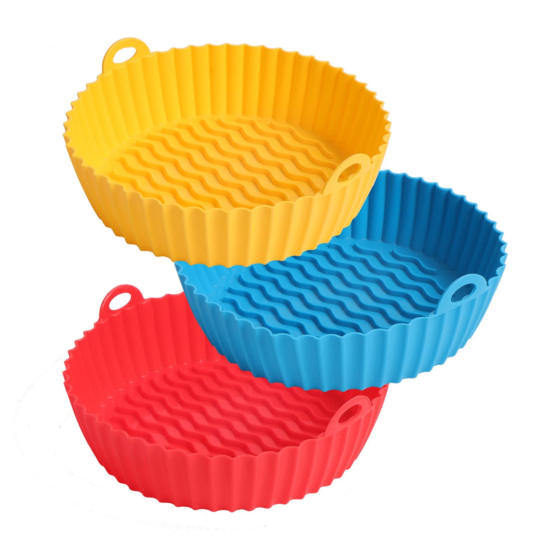 Air Fryer Silicone Liners - 3PCS 7.5inch Non-stick Air Fryers Silicone Pot, Replacement of Flammable Parchment Paper, Reusable Baking Tray Accessories for 3 to 5 QT