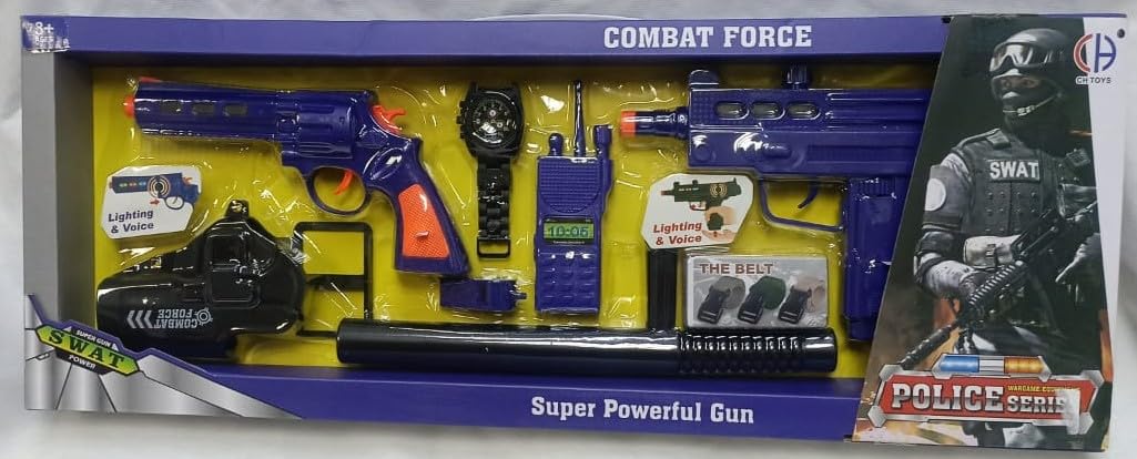 Karol CH634B Big Police Weapons Set With Sound And Light 10 Pieces +3 Years boy toys, girl toys, birthday gift, Christmas gift, growth, fun, for kids.