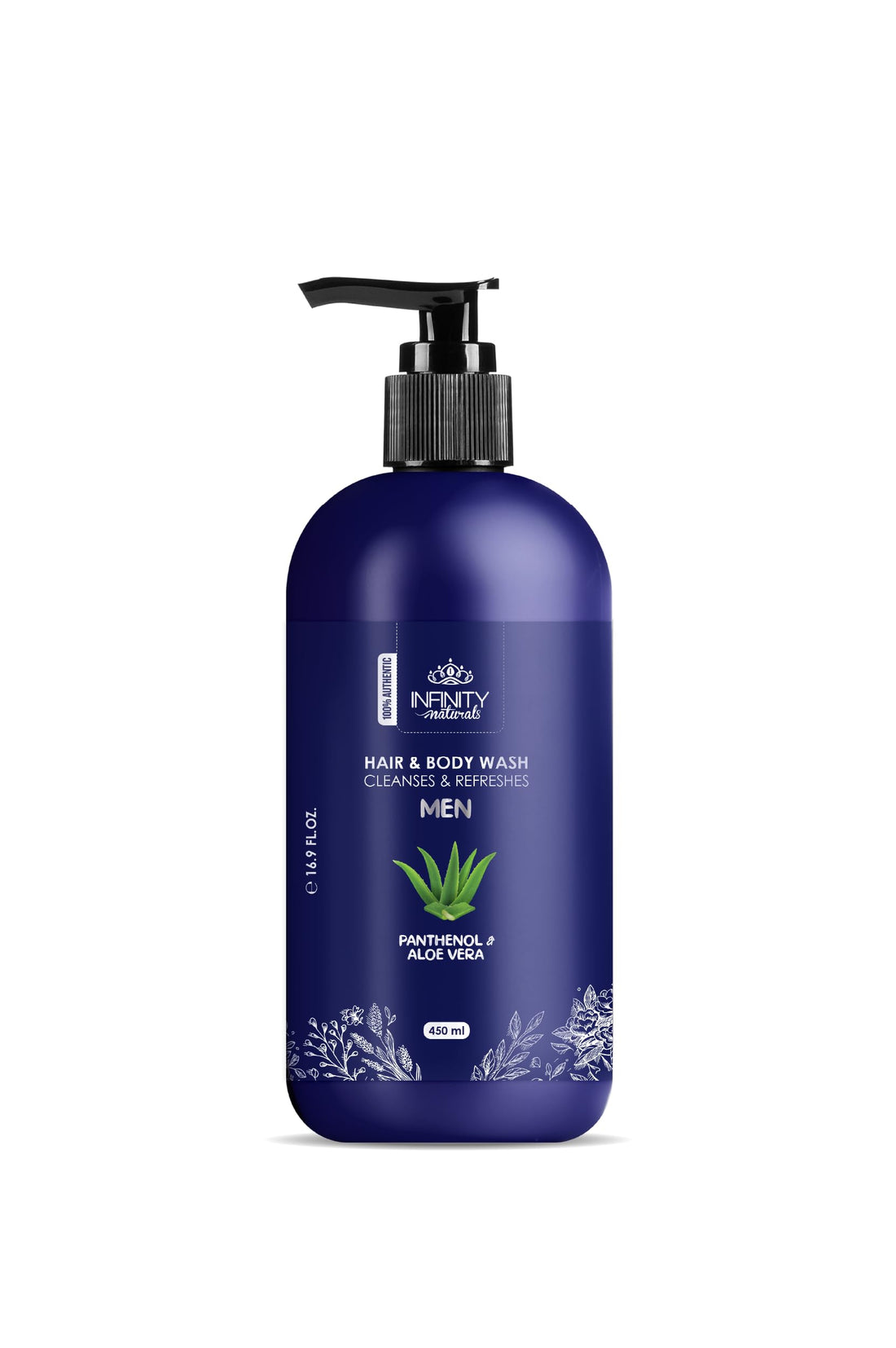 Infinity Clinic Pharma Hair & Body Wash for Men, All Hair Types, Soothing & Refreshing, with Panthenol and Aloe Vera, Daily Use 450 Ml