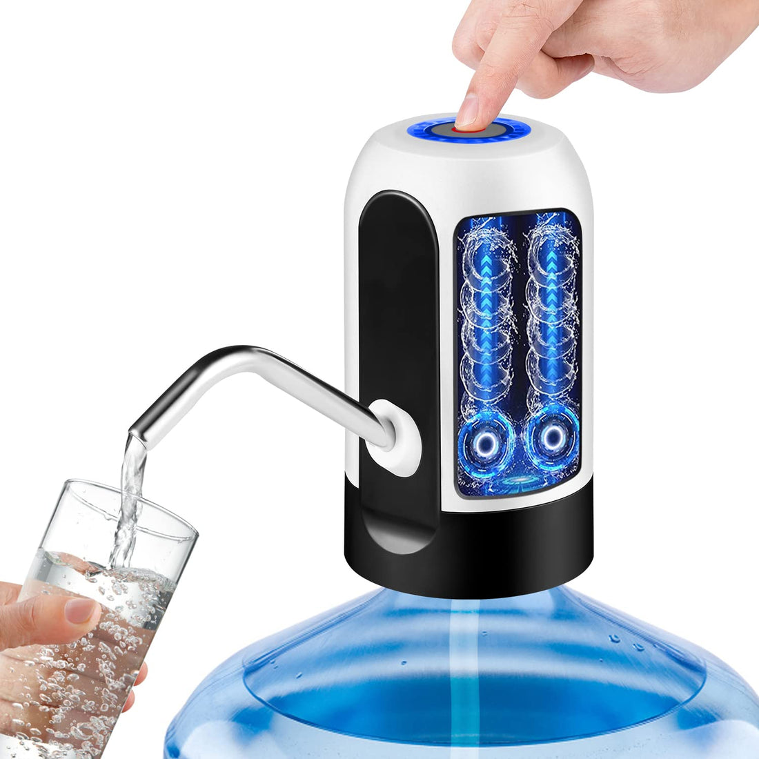 TECHVIDA Water Dispenser for 5 Gallon Bottle, Water Jug Pump USB Charging Automatic Drinking Water Pump for Universal, Portable Electric Water Bottle Pump for Home, Office, Outdoor