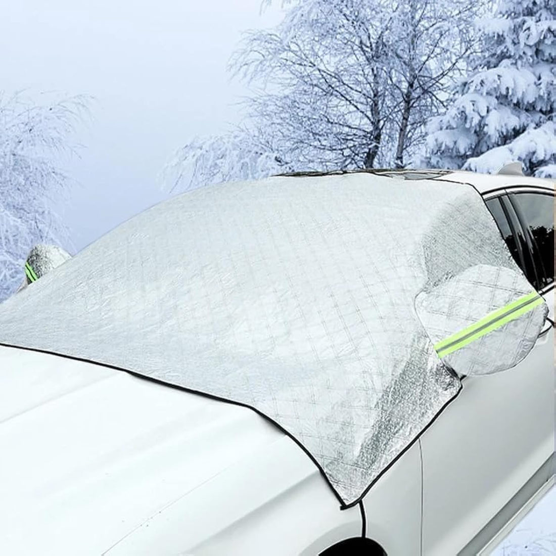 Kaber Egypt 2020 Car Sun Shade for Front Windshield, Front Doors, Side Mirror Cover with Elastic Tie Down for UV Rays and Heat Protection, Large Size Code 7136