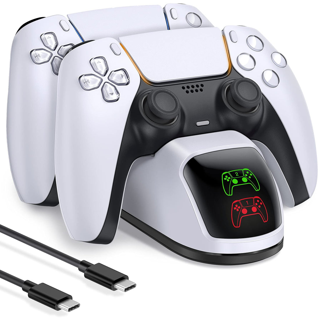 HELLCOOL PS5 Charging Station, 2-Hour Fast Charge, LED Display, Modern Style, PS5 Charger for DualSense Wireless