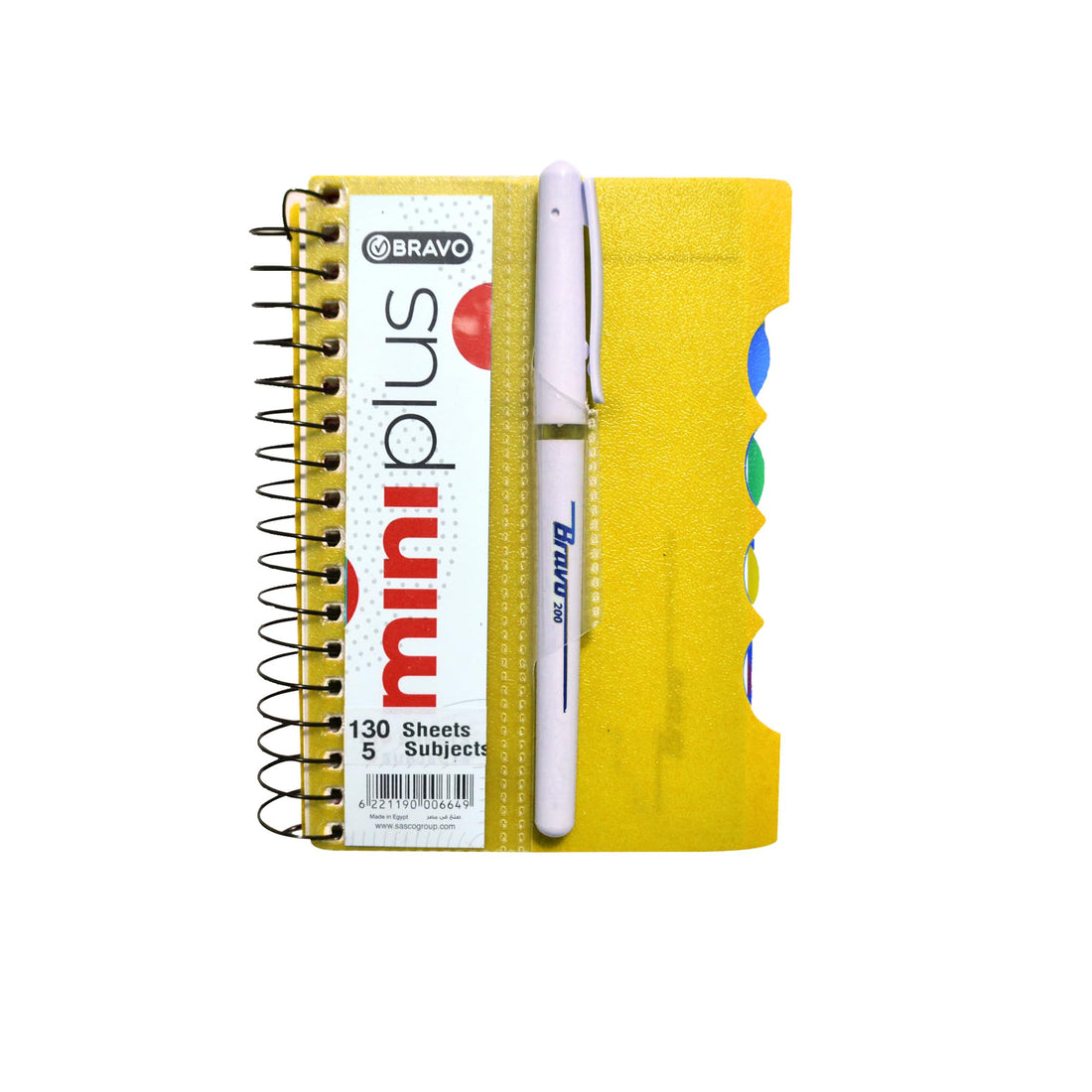 Bravo Mini Note Plus - 14.5 * 10 cm. - 130 Sheets - 5 Subjects - Yellow