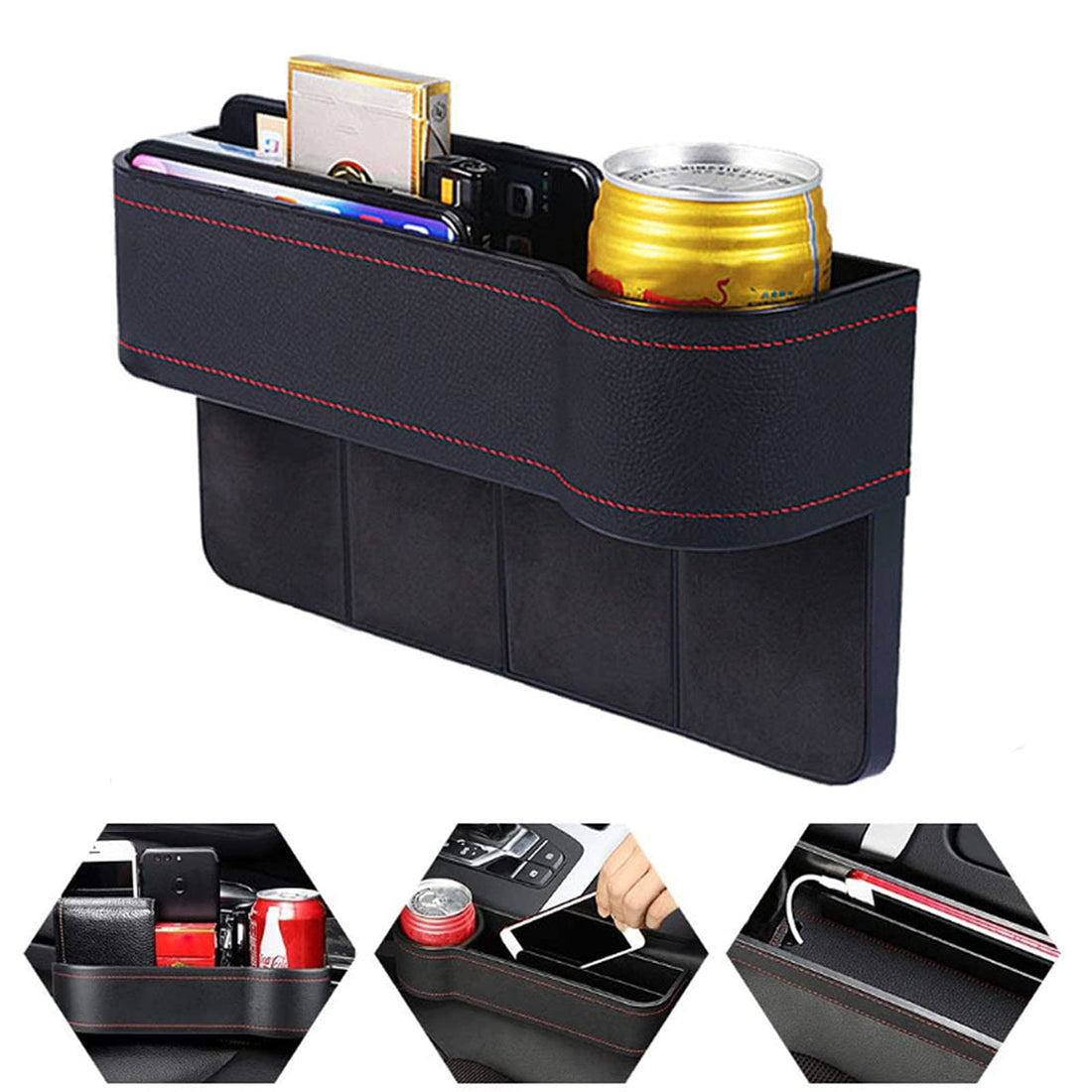 Car Seat Gap Filler with Cup Holder & Clapboard Design Microfiber Leather Car Seat Filler High Capacity Easy to Install Car Seat Gap Organizer for Cellphones Keys Cards Wallets Sunglasses