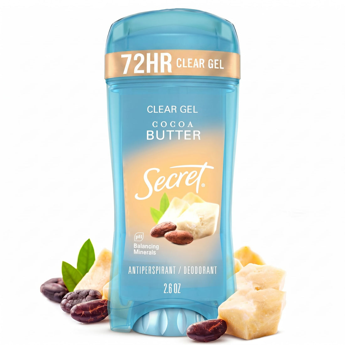 Secret Fresh Clear Gel Antiperspirant and Deodorant for Women, Cocoa Butter Scent, 2.6oz 73g