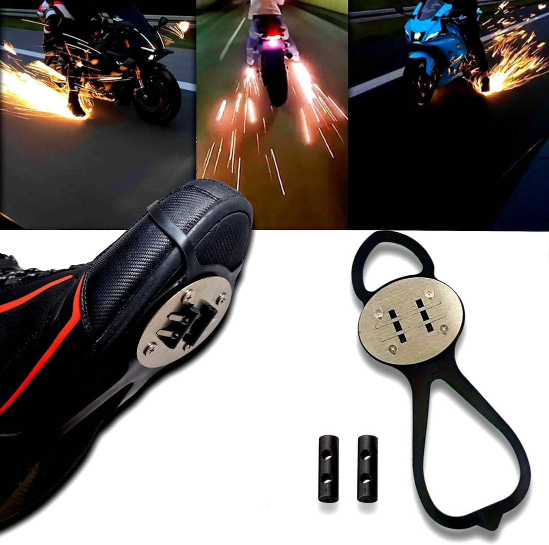 fashion mania Motorcycle Shoe Flint Pads, Friction Sparks Pad for Shoes, Bicycle Moped Skateboard Foot Brake Sparking Pressure Slider (1x Sole + 2x Flint Rod)