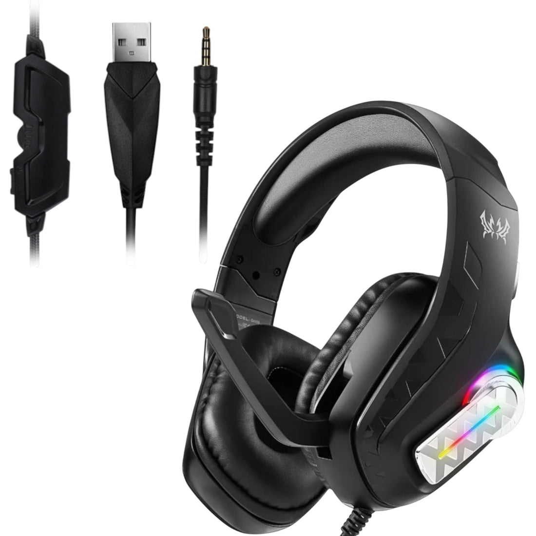 Pro Gaming Stereo Headsets for PC, Noise Cancelling Over Ear Headphones with Mic, 3.5mm Aux Plug, RGB LED Light, Compatible with PS5, PS4, Mac Nintendo Switch Gamers (G4100, Black)