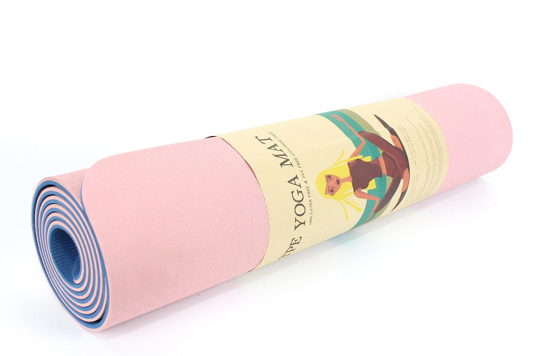 Generic 2 Colours Yoga Mat, Non Slip Exercise & Fitness Mat for All Types of Yoga, Pilates & Floor Exercises- Light purple and Blue