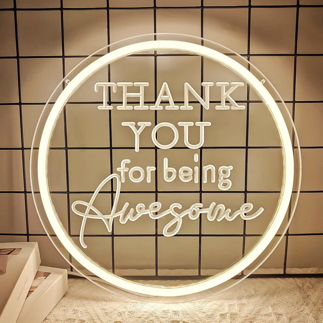 Thank You for Being Awesome Neon Sign Employee Appreciation Gifts Led Sign Dimmable Thank You Neon Light Up Sign Thank You Gifts for Women Coworkers Employees Staff