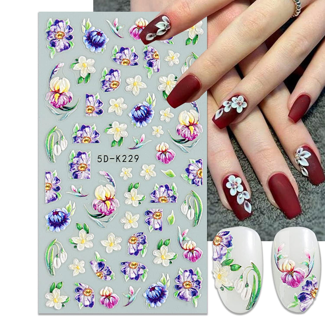 Modern 5D Nail Sticker - 3D Nail Art Design - Attractive Look in Minutes - High Quality Sticker Compatible with Nail Polish and Gel (p)