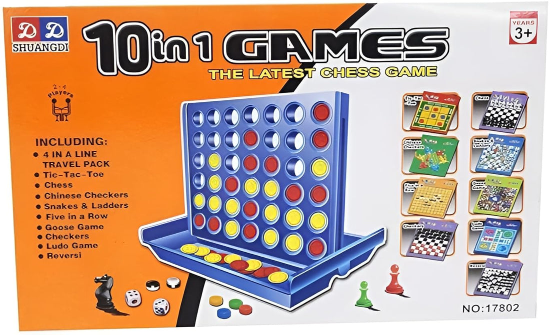 Connect 4 Large Game by – Next Store 10 Games in One – Assorted Family Strategy Game – Intellectual Skills Development – Fun Games for Kids and Adults