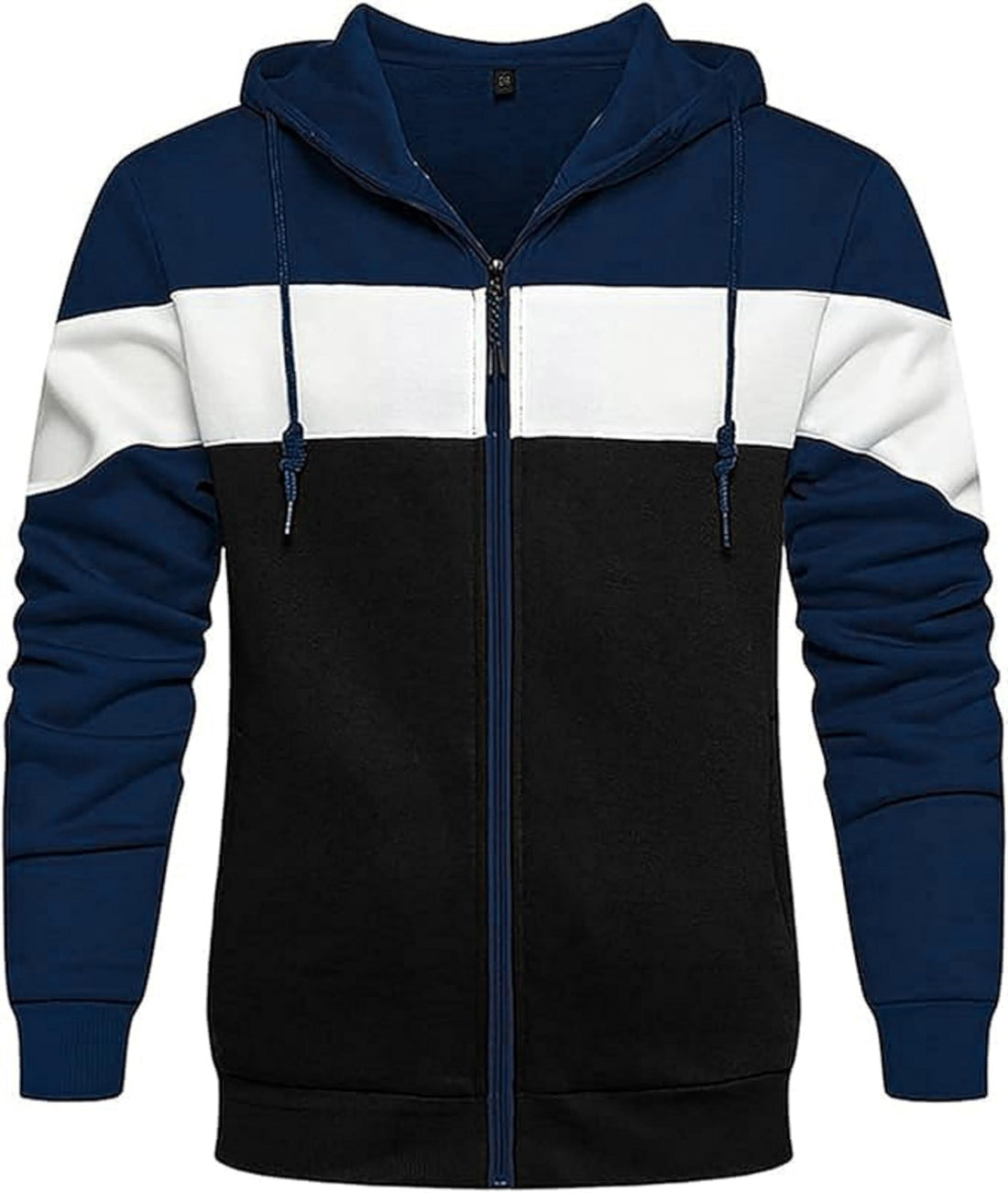 MIZAYEH Men's Heathered Color Block Hoodie - Comfortable Zip Front Hoodie - Perfect for Everyday Style and Warmth