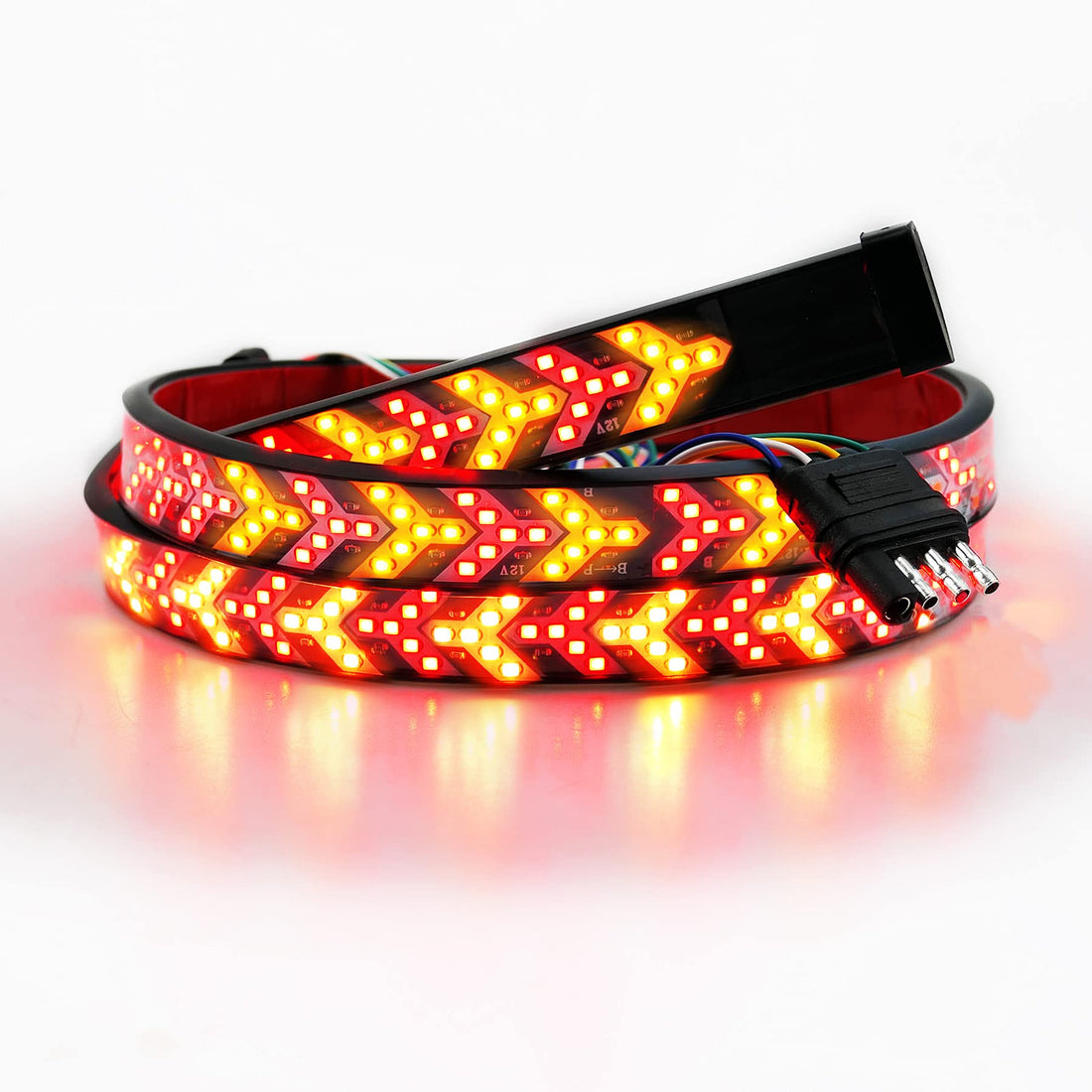 Fishbone 528 LED Light Brake Running Sequential Turn Signal Strip with 4-Pin Flat Connector for Truck, 60in