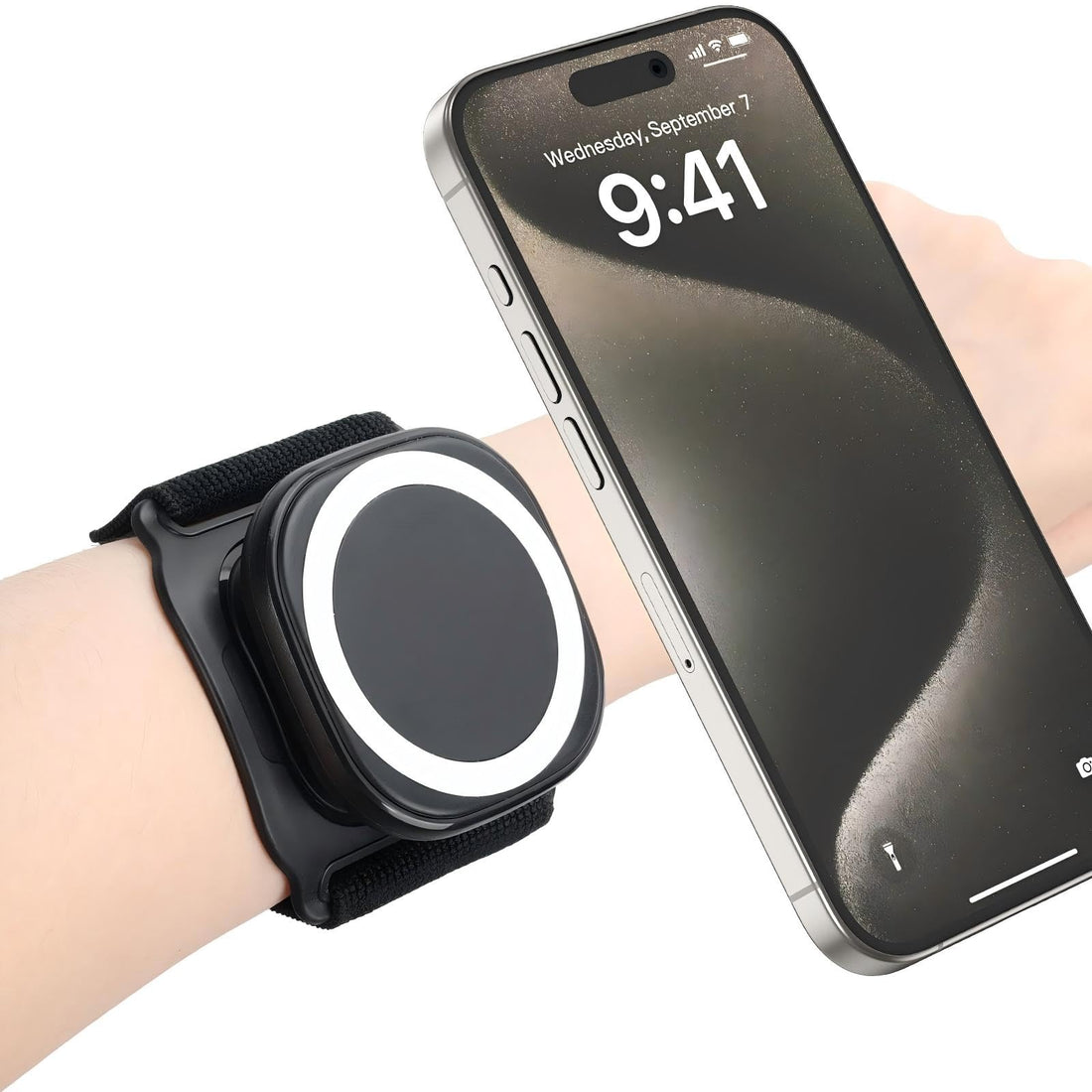 360 Rotatable Magnetic Wristband Phone Holde, Armband Cell Holder, Magnetic Holder, Compatible with i Phone 16 15 14 13 12 Pro Max Plus Mini, black