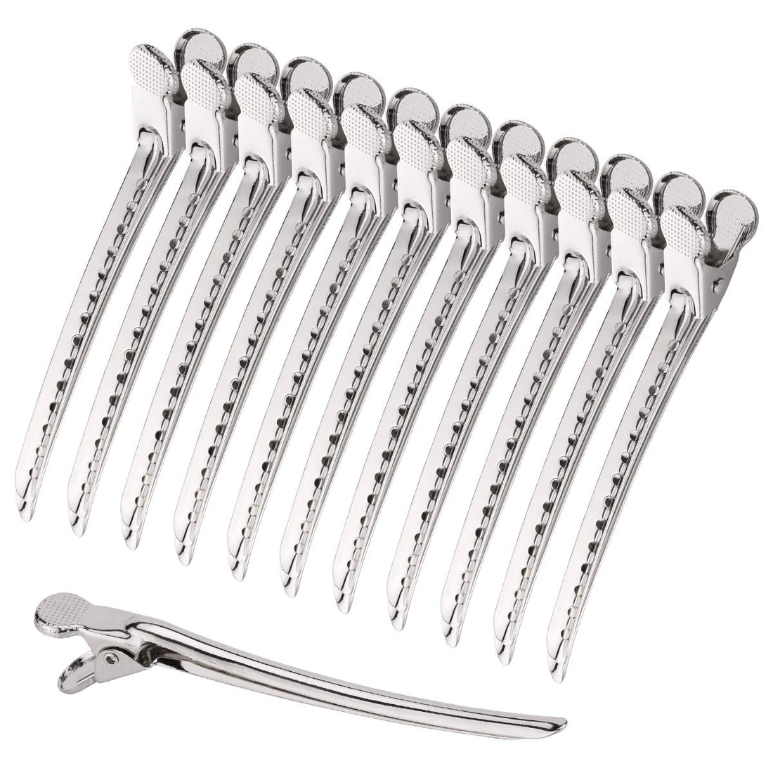 Hair Clips Metal Duck Bill Hair Clips for Styling - with Holes Professional Sectioning Clips for Salon and Women Girls Accessories Silver
