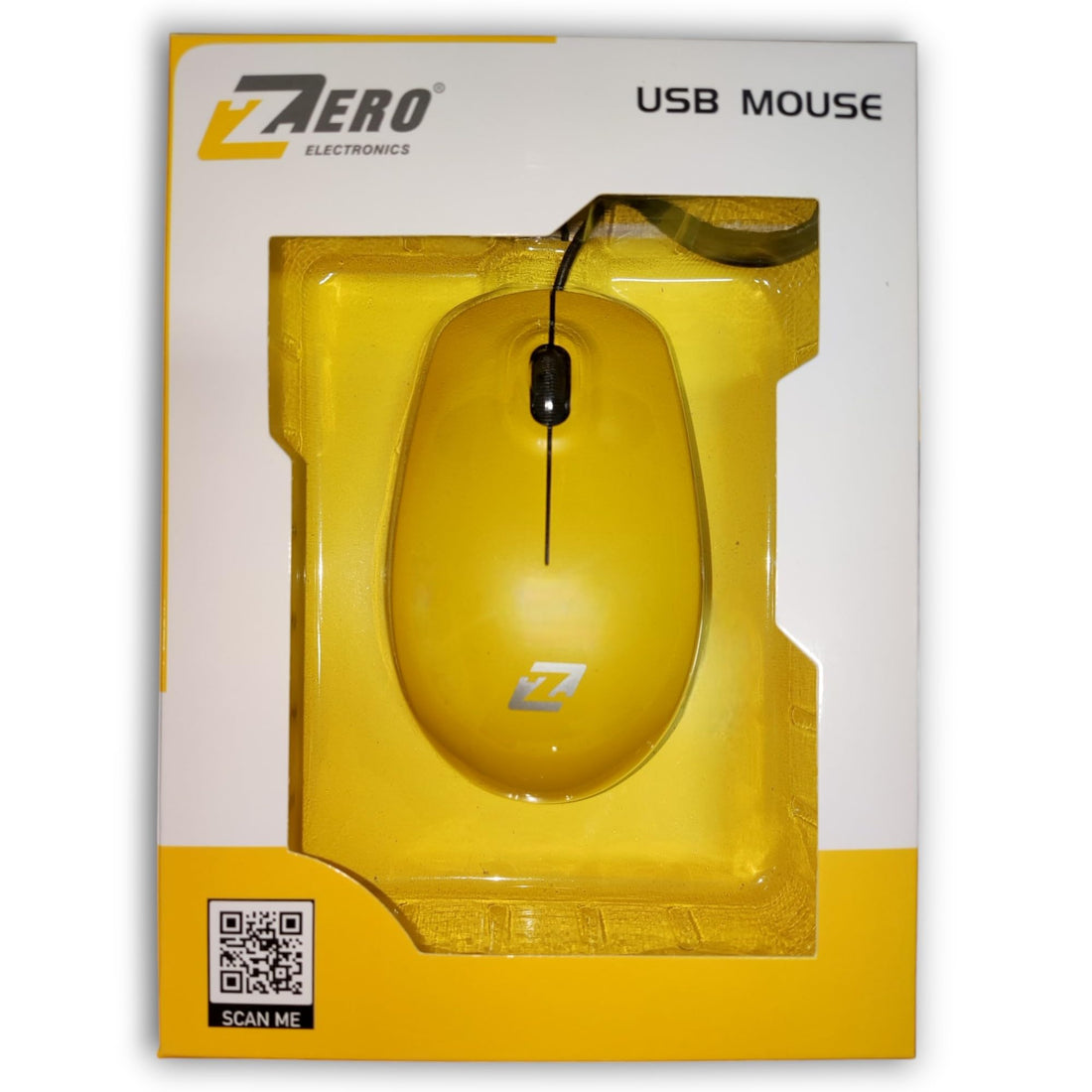 Mouse Zero Comfort USB Wired, 3 Button, 1000 DPI, High Performance Plug & Play, for Desktop, PC and Laptop Windows/Mac (ZR-225, Yellow)
