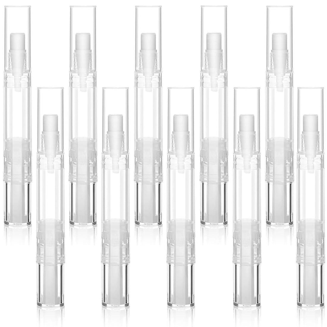 Rvetol 10 Pack 5 ML Cuticle Oil Pens, Empty Nail Oil Pen Transparent Twist Pens with Brush Tip Cosmetic Lip Gloss Containers Applicators Eyelash Growth Liquid Tube