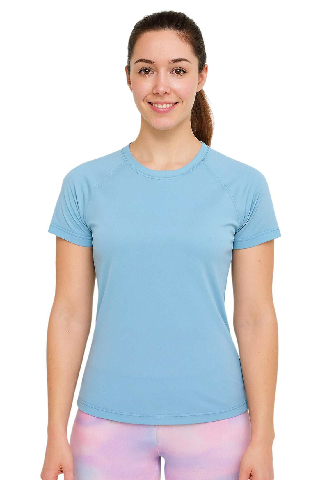 MIZA Women's Sports T Shirt Soft Elastic Material Workout Gym Fitness Fashion Summer Lightweight Girls Women