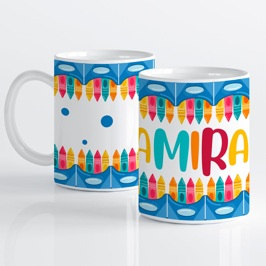 Lil Guava Personalized Amira Mug - Colorful Pen Design - Perfect Gift for Girls, Students, and Teachers - 11oz Ceramic Cup - Custom Name Coffee Cup - Back to School