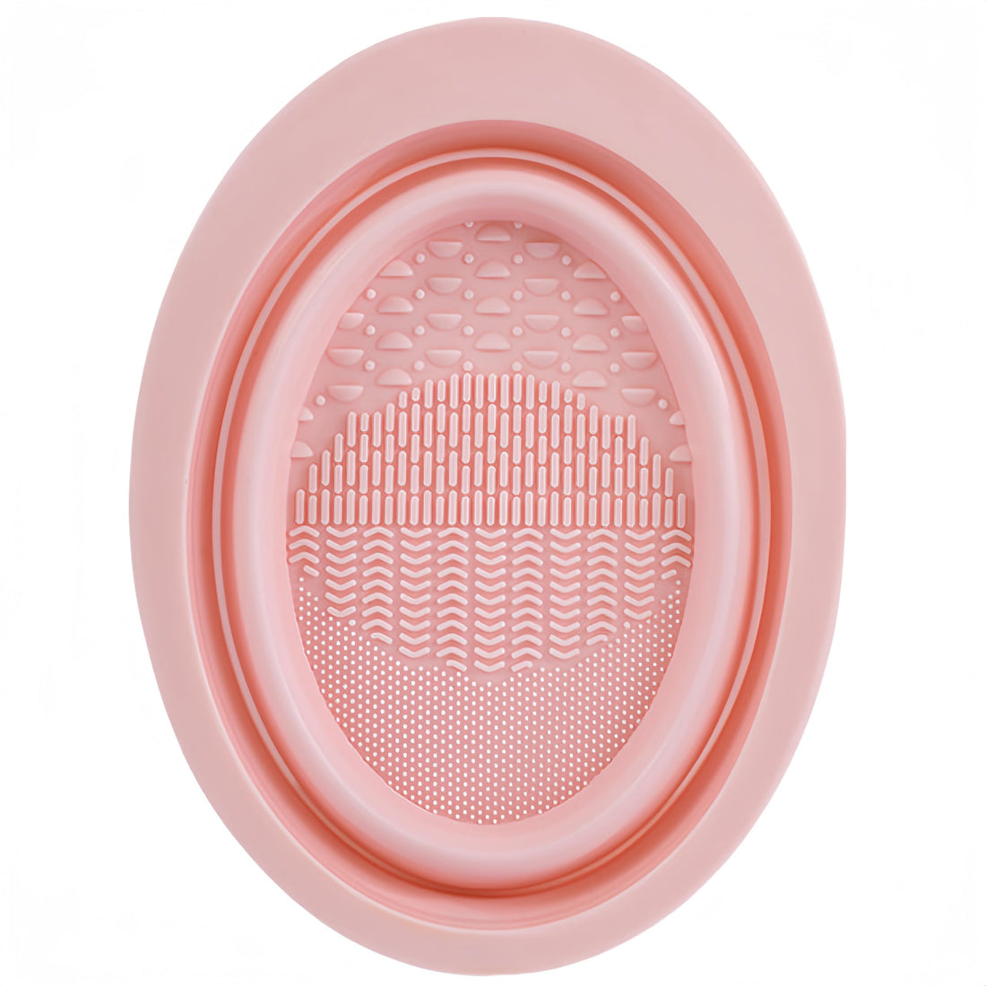 Silicone Make Up Brush Cleaner Pad, 4 in 1 Textured Makeup Brush Cleaner Mat, Foldable and Portable Cleaning Tool for Brushes, Sponges (Pink)