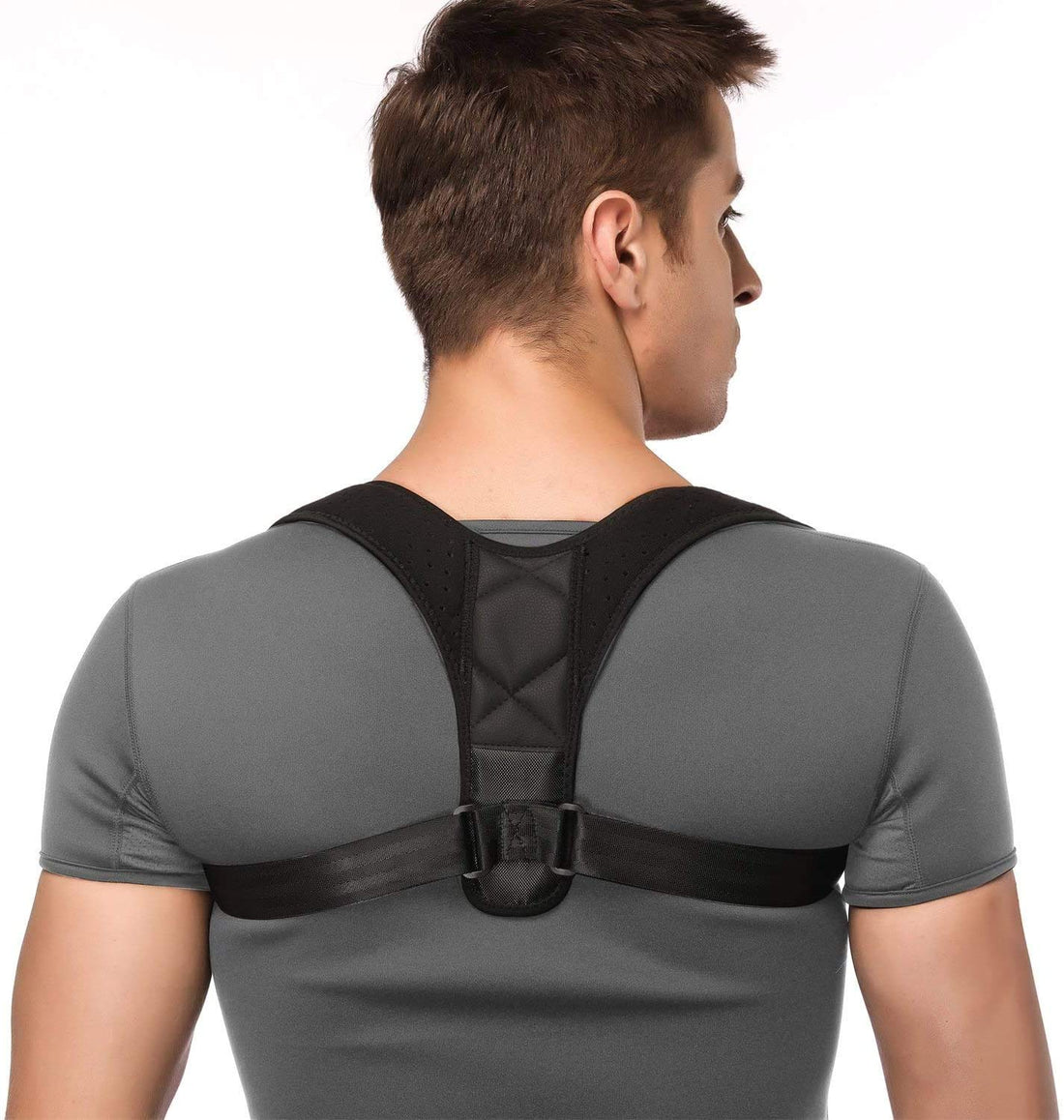 Nanet Posture Corrector Posture support Brace Adjustable Straight Strap for Men and Women (Size L 28-50 in. / 70-120 cm Unisex) (Black, Large)