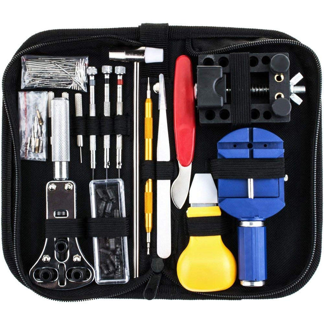 KASTWAVE 147 Pcs Watch Repair Kit Spring Bar Tool Set Watch Band Link Pin Tool Set with Case Metal Watch adjustment Repair Tool Kit Set Band Case Opener Link Spring Bar Remover Watchmaker Tools