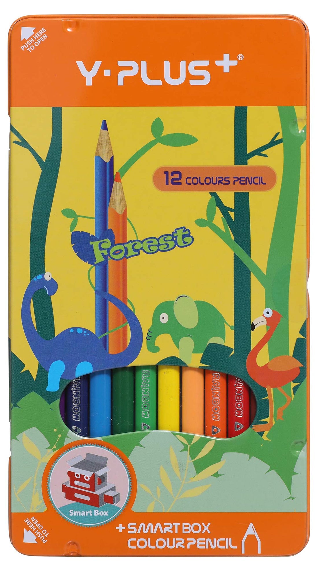 Y Plus Pc1709 Forest Triangle Colored Pencils In Metal Case - Set Of 12