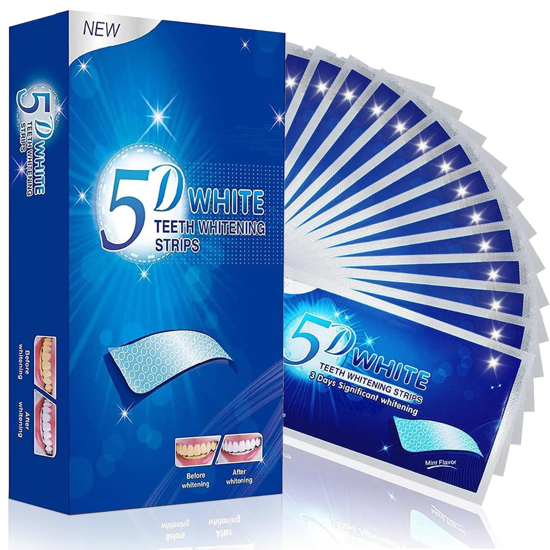 Dorzu Professional Teeth Whitening Strips, Rapid White Whitening Kit, 14 Strips Teeth Whitening Strips Removes Deep Stains Safe for Teeth Enamel