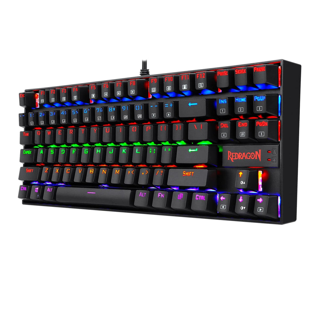 Redragon K552 KUMARA Mechanical Gaming Keyboard – Black Switches – Rainbow LED LIGHTING - English & Arabic Keys (Black)