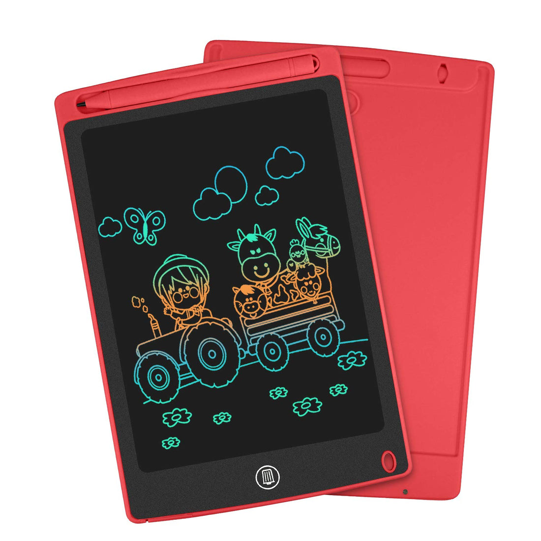 NEWYES 8.5 Inch Colorful LCD Writing Tablet- Electronic Writing Doodle pad Drawing Board Gifts for Kids Office Writing Board - Erase Button Lock Included (red)