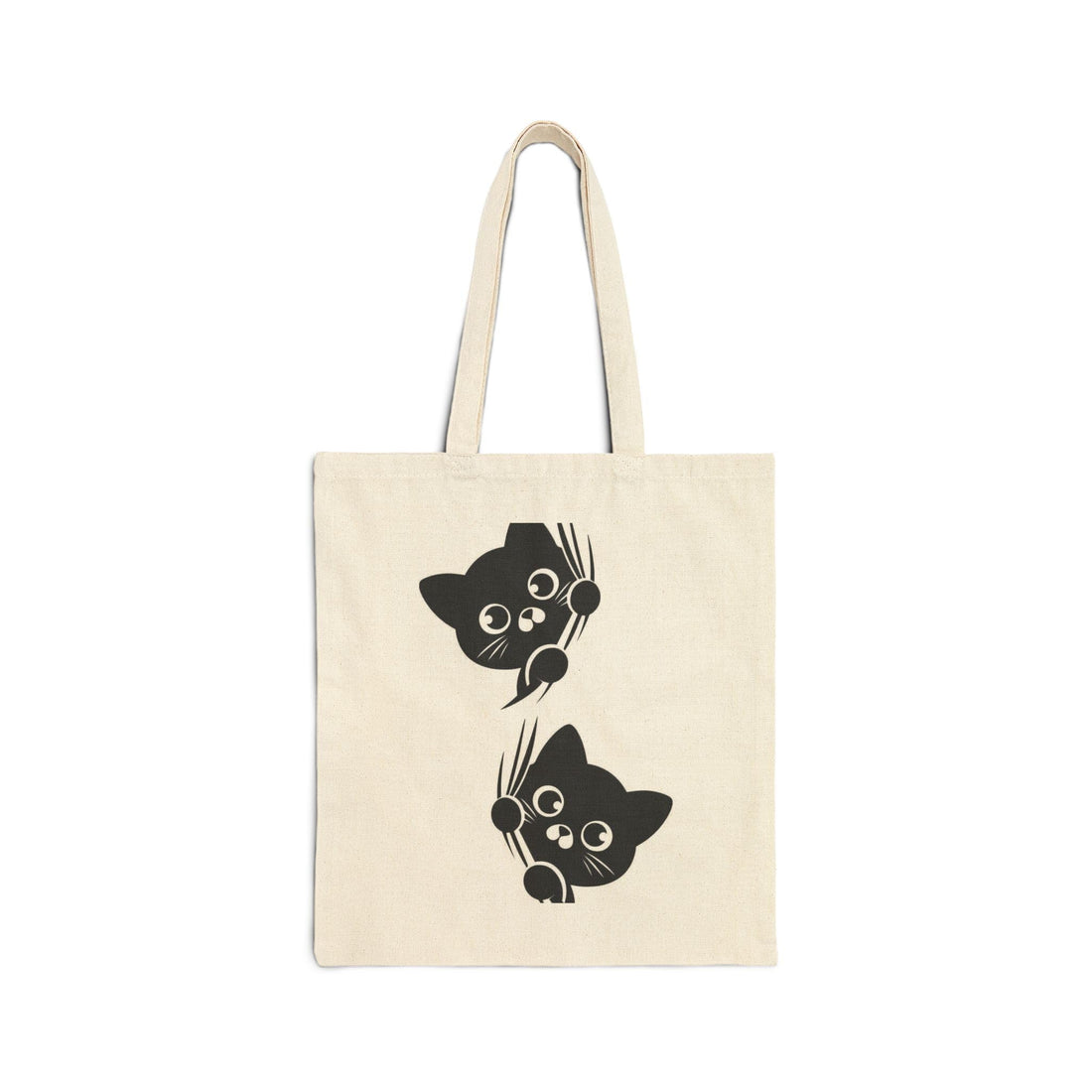 Tote Bag - Cute Black Cats Zipper Canvas Tote Bag - Cute Peekaboo Black Cats Canvas Tote Bag for Cat Lovers - Cartoon Casual Shoulder Bag - Perfect for Shopping College