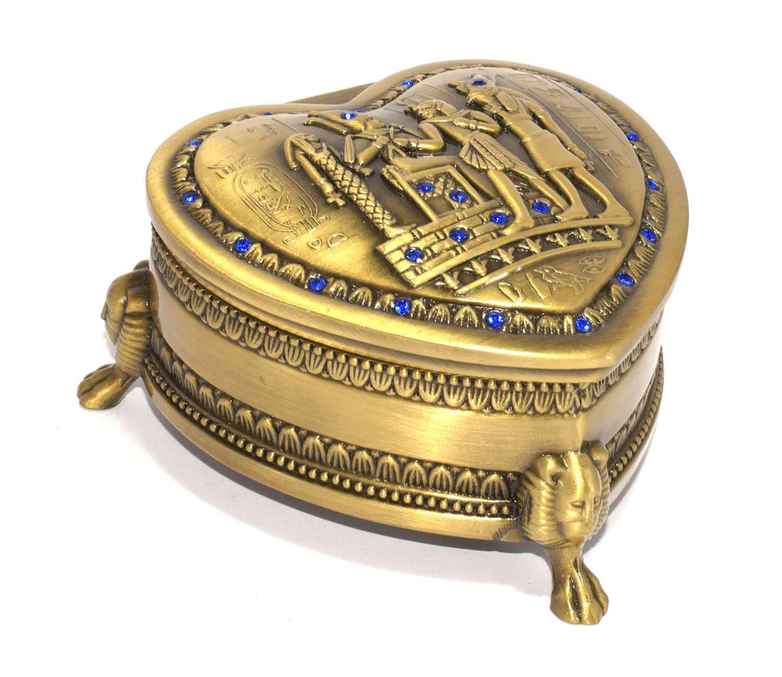 Immatgar Luxury Egyptian Jewelry Storage Box with Pharaonic Pattern - premium Souvenir gifts for Women and Girls - Home Décor (shape1 - Burnt Red - 5.5 CM Height)