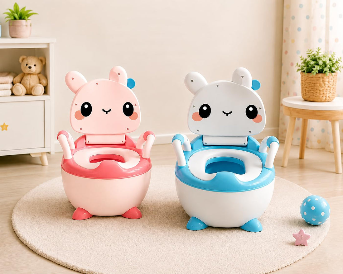 Cute Rabbit Baby Potty Training Seat for Kids 1–6 Years | Portable Toilet Chair with Backrest | Non-Slip Safe Design | Comfortable & Easy to Clean | Boys & Girls Toddler Potty (Blue)