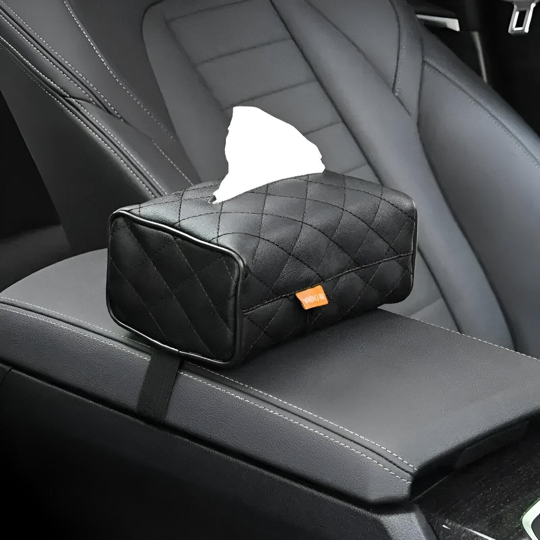 Microfiber Leather Car Accessory - Elevate your driving experience with this stylish tissue holder, made of soft microfiber leather, perfect for keeping tissues handy inside